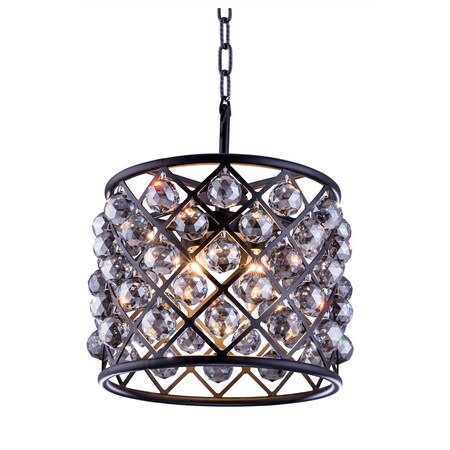 Elegant Lighting Madison 4 light Matte Black Pendant Silver Shade (Grey) Royal Cut Crys 1206D14MB-SS/RC